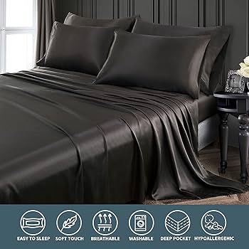 Amazon.com: P Pothuiny 6 Pieces Queen Satin Sheets Luxury