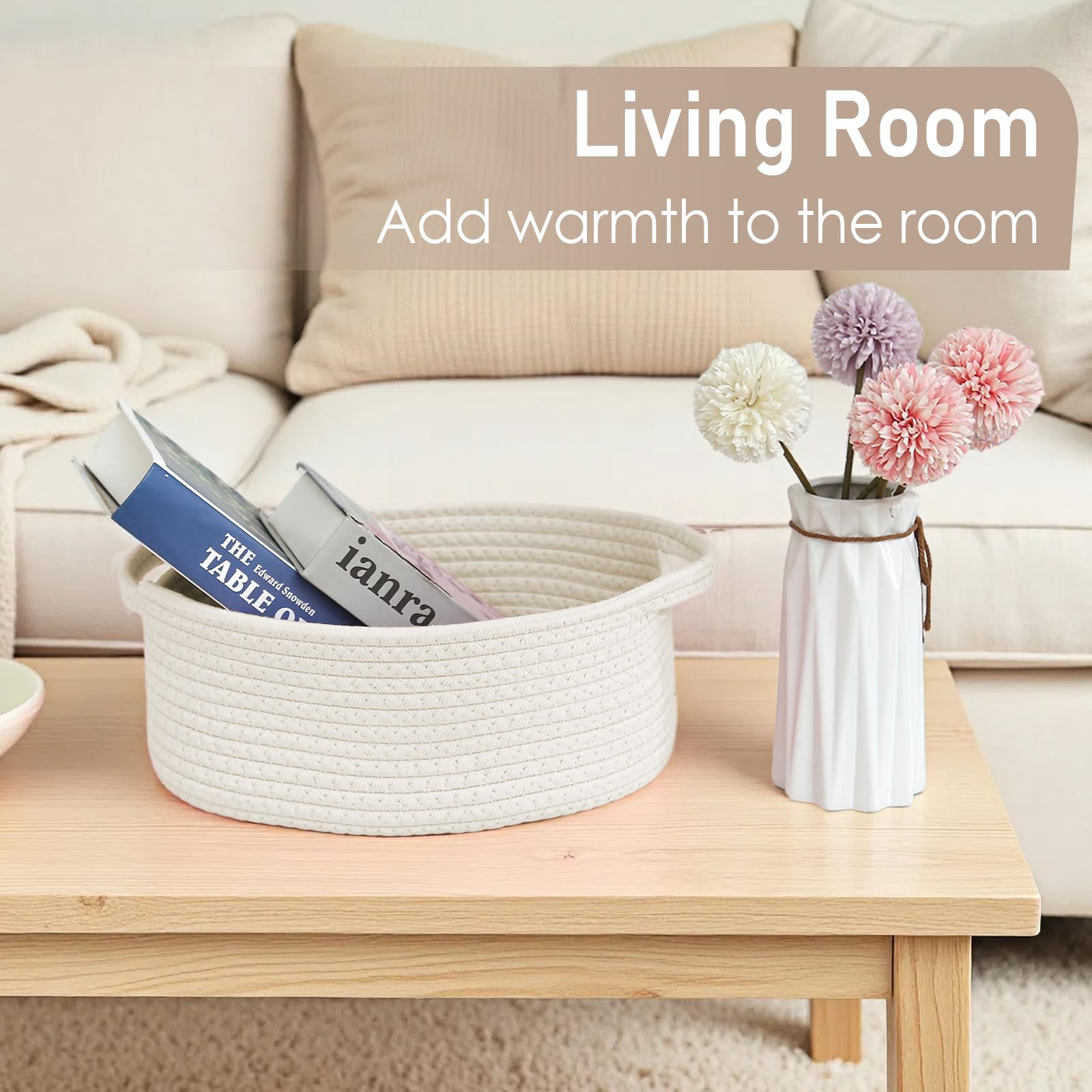Small Woven Basket - White Gift Basket -7
