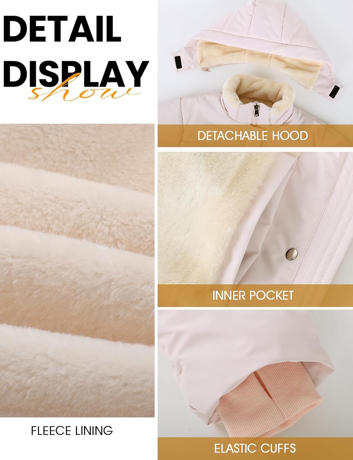 Yimoon Women's Cropped Puffer Jacket Winter Coat Sherpa Fur Lined Quilted Jacket With Hood - Image 6