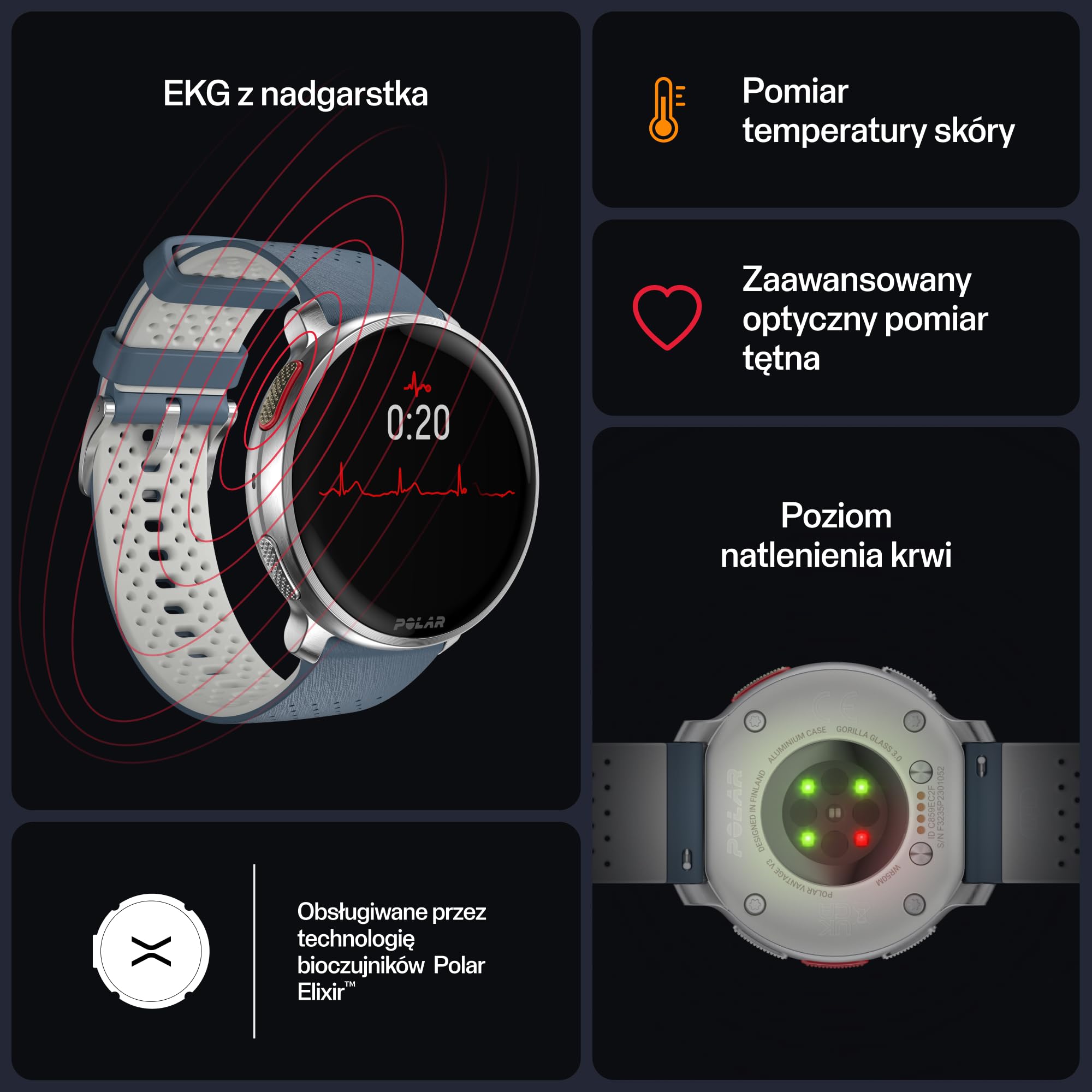 Polar Vantage V3, zegarek sportowy z GPS, zaawansowany czujnik tętna i wydłużony czas pracy baterii, smartwatch dla mężczyzn i kobiet, mapy offline, zegarek do biegania, zegarek do triathlonu