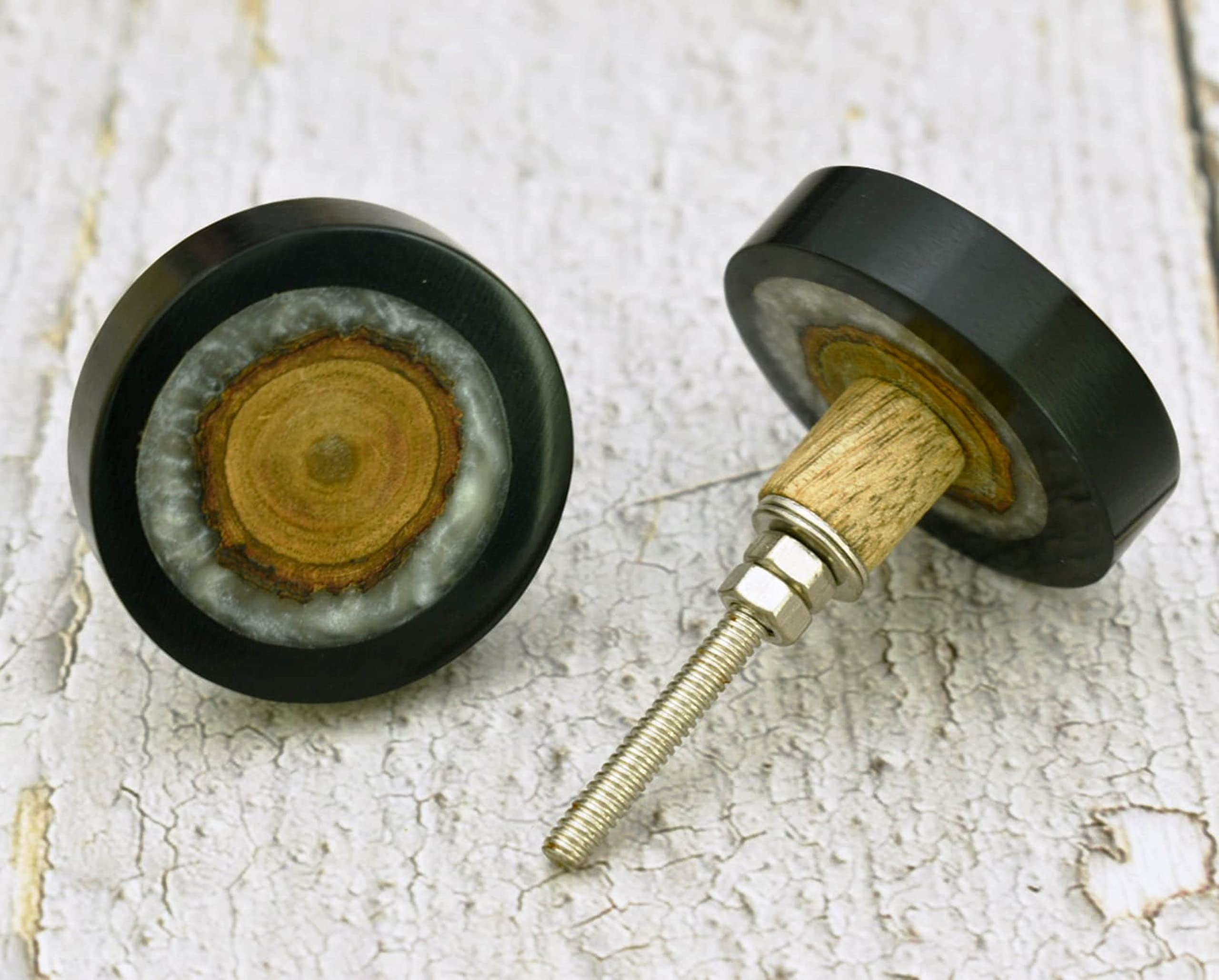 ARTISNO Three Tone Gold Designs Wood Resin Door Knobs, Vintage, Shabby Chic, Interior Furniture - Image 2