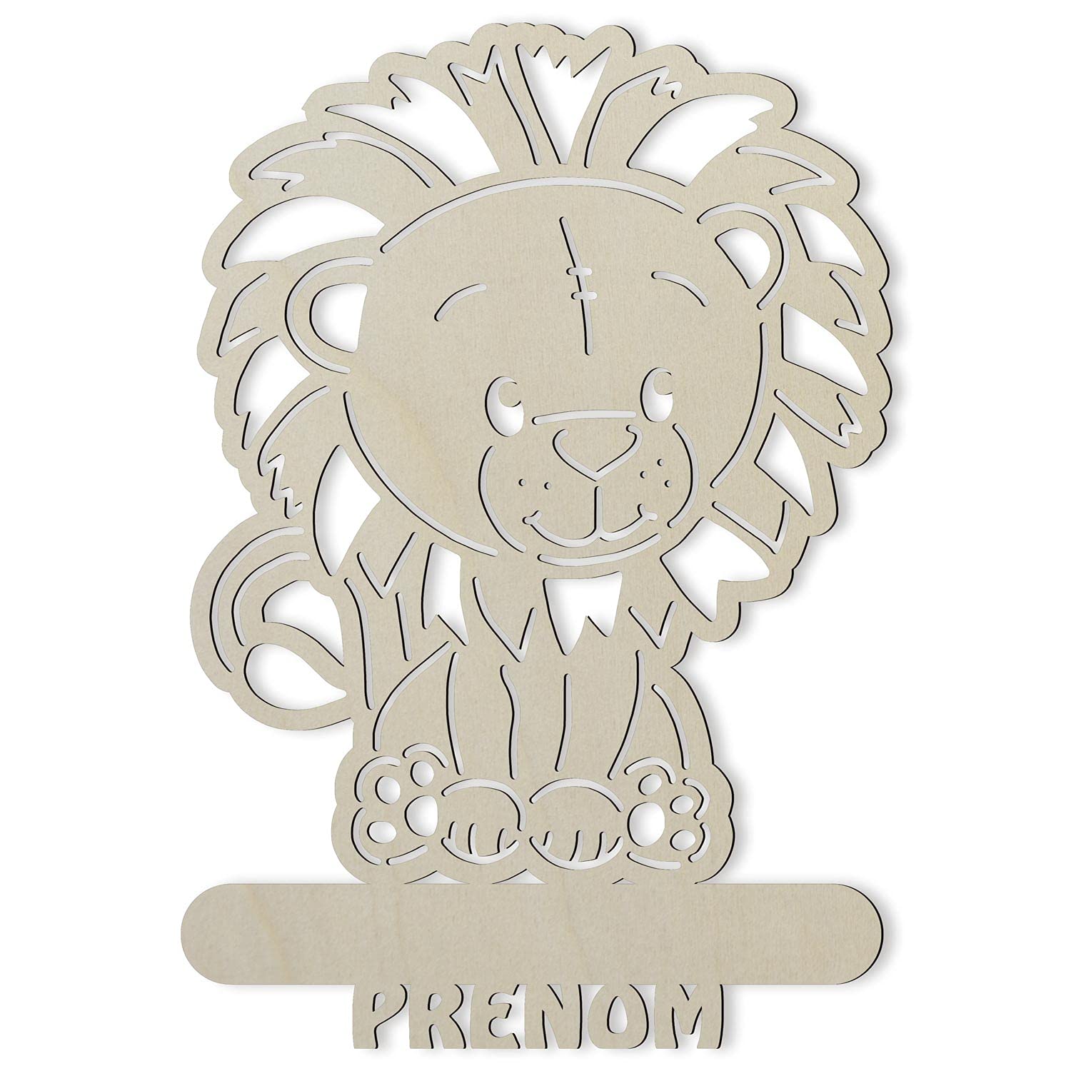 Lampe Led USB Murale En Bois Gravé - Veilleuse Déco Lion Avec Prénom Personnalisé Pour Garçons Et Filles - Idée De Cadeau Pour Anniversaires, Baptêmes, Naissance - Couleur Au Choix