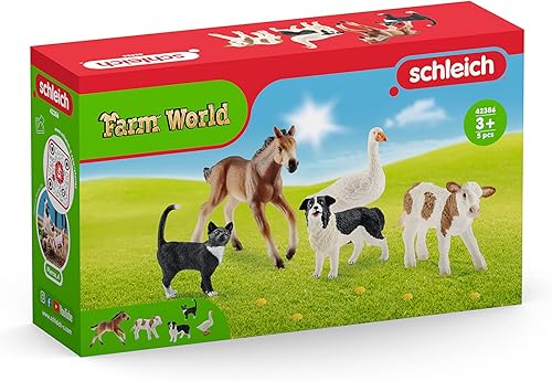 Miniatura 8 de Schleich Farm World - Figuras realistas de animales de granja  5 piezas de juguetes educativos de granja para niños con caballo, vaca, gato, perro y