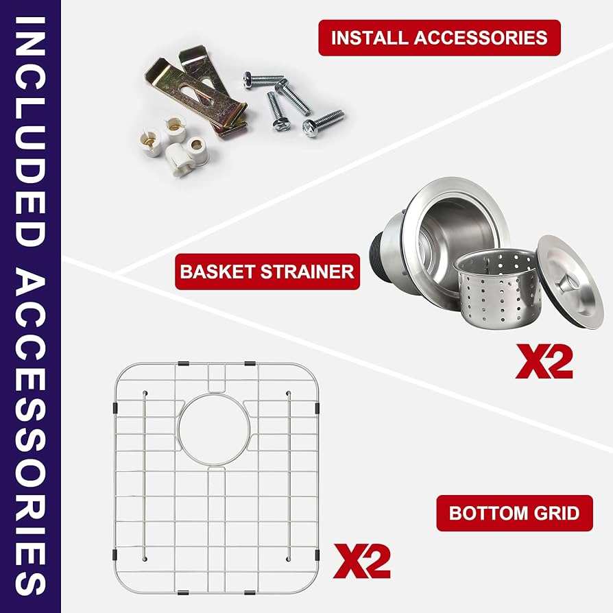 Quikore 32 Inch Double Bowl Kitchen Sink 304 Stainless Steel 50/50