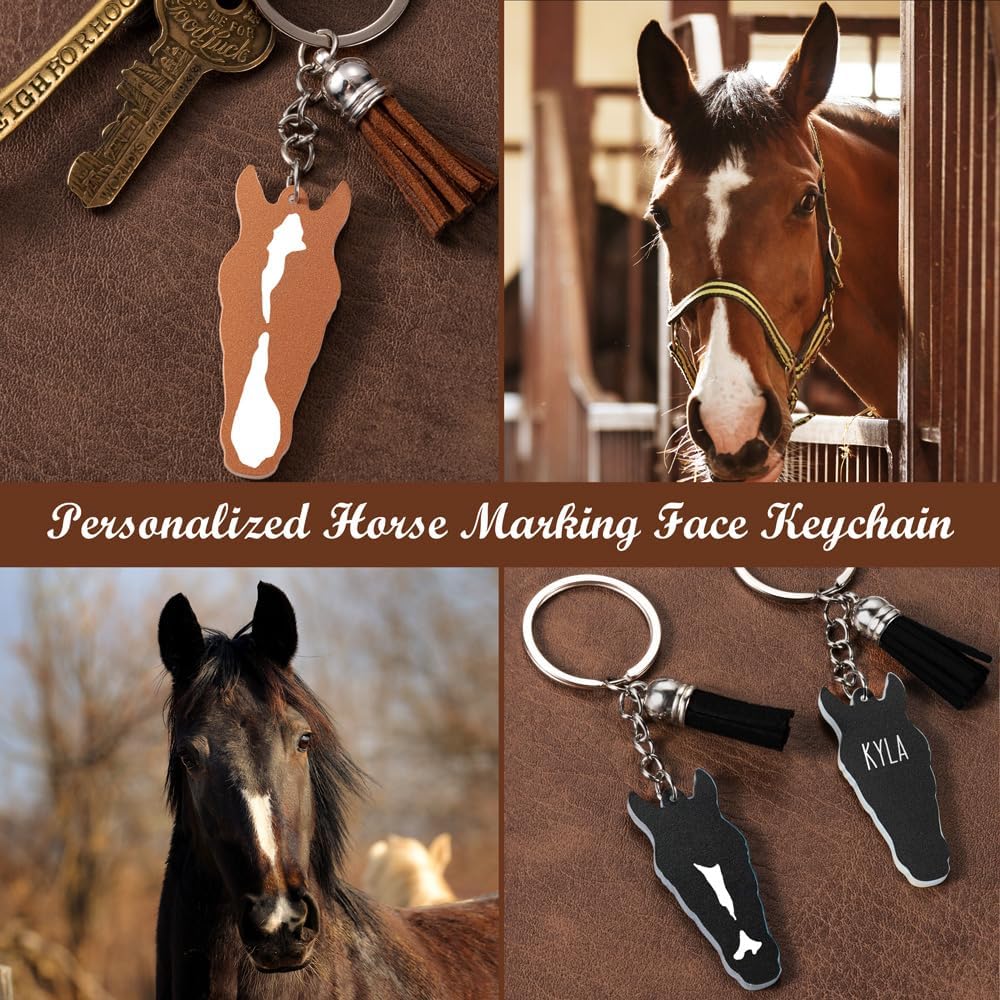 Personalized Horse Face Keychain With Tassel - Acrylic Custom Name Key Chain for Backpack, Bag - Photo Key Ring for Mom, Dad, Daughter - 8 Colors - Image 2