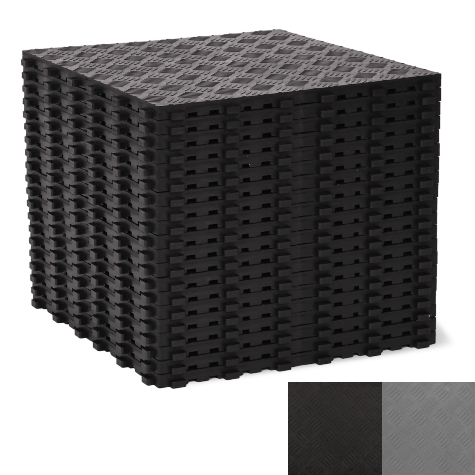 uyoyous 20 Stück PVC Garagenboden, 40x40cm Ineinandergreifende Garagenbodenfliesen, 18mm Dicke rutschfeste Bodenbelagsfliesen, Strapazierfähiges Garagenbodenbelag (20, Schwarz, 40 * 40 cm)
