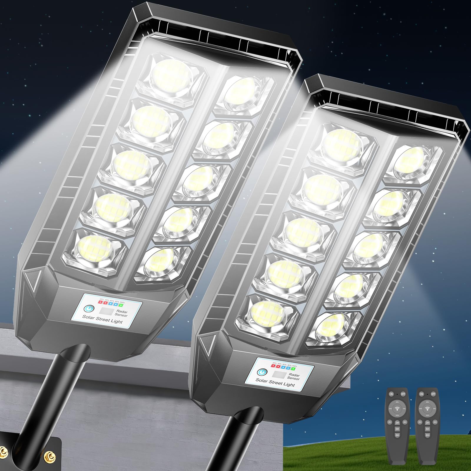 CEDIO Solar Lights Outdoor IP67 Waterproof Street Lights High Power Solar Security Flood Lights Motion Sensor Dusk to