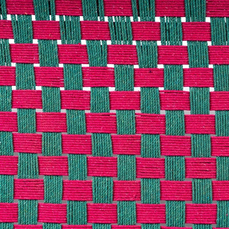 Image of Solid Sheesham Wood Charpai Khat Bed | Wooden Khatiya Charpai Desi | Handcrafted Khatiya Bed with Cotton Rope | Strong Khat for Indoor & Outdoor Use | 6X3 Feet | Pink Green