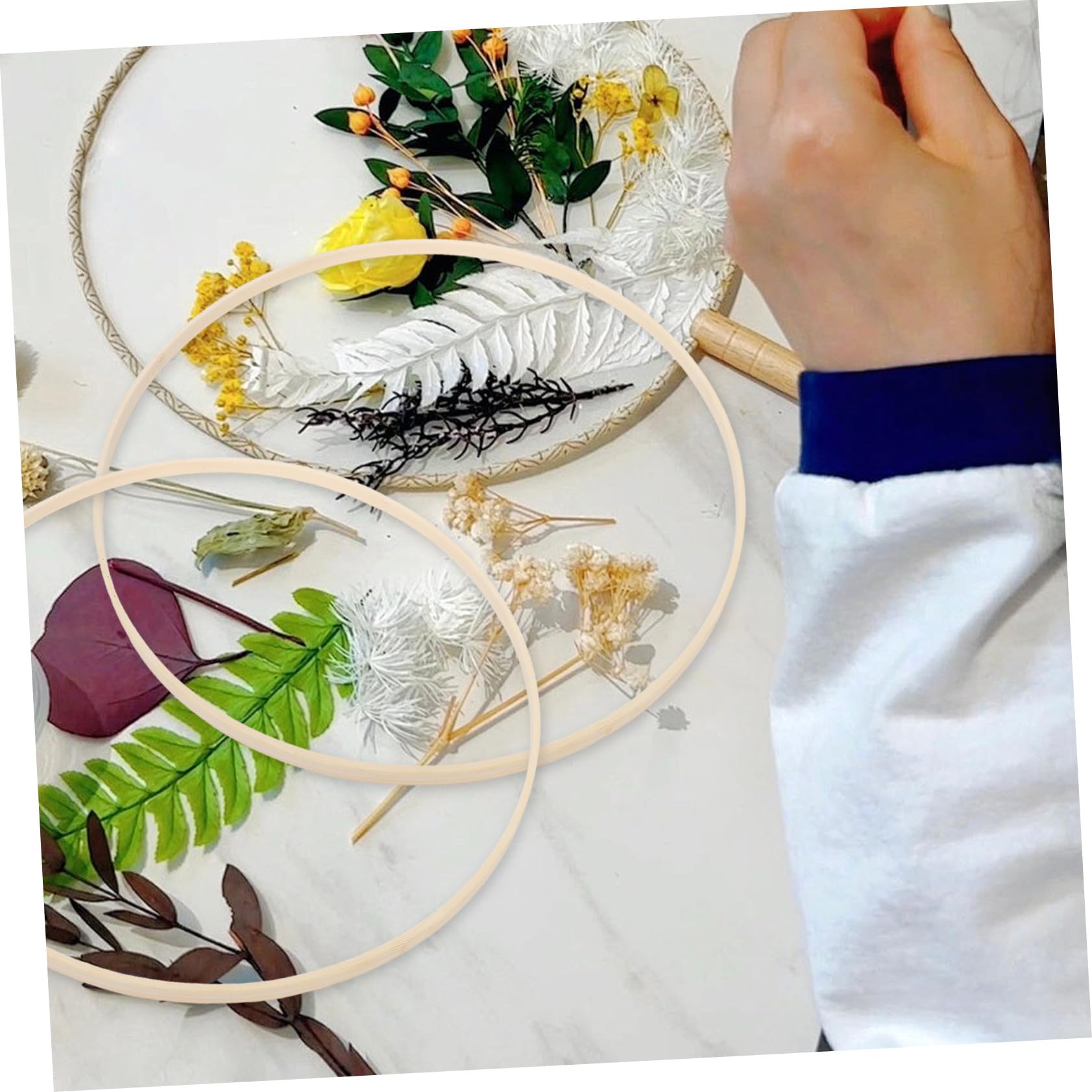 Gatuida Aros de Macramé de Bambú Rústicos 10 Unidades Beige para Manualidades DIY Decoración Bodas Hogar Fiestas Navideñas Uso Artesanal Verano