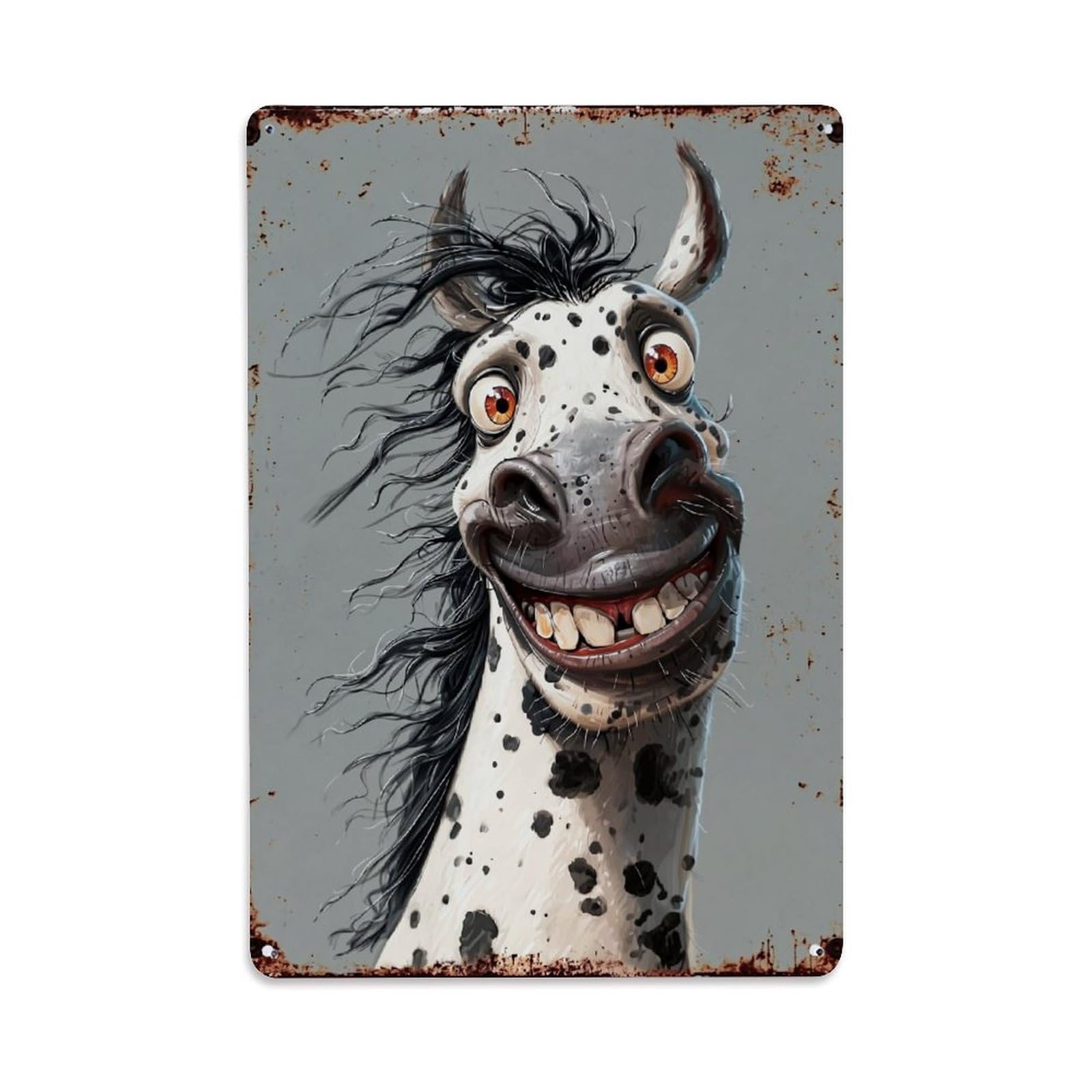 Spotted Horse Face Art Print Retro Metal Tin Sign, Vintage Decor Art Poster for Bar, Home, Man Cave, Kitchen, Laundry Room Gift 8x12Inch