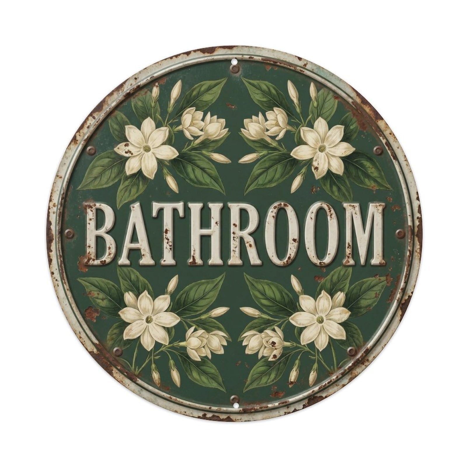 Botanical Floral Room Label Bathroom Jasmine Flower Metal Tin Sign