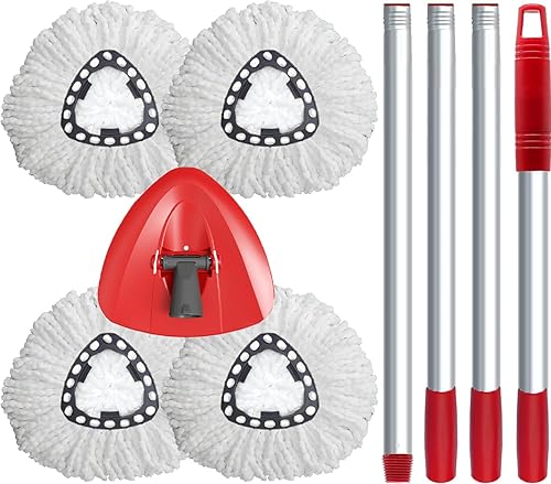 Paquete de 4 cabezales de repuesto para trapeador O Cedar 1 tanque, cabezal de trapeador giratorio de repuesto con mango de trapeador de 30 a 58