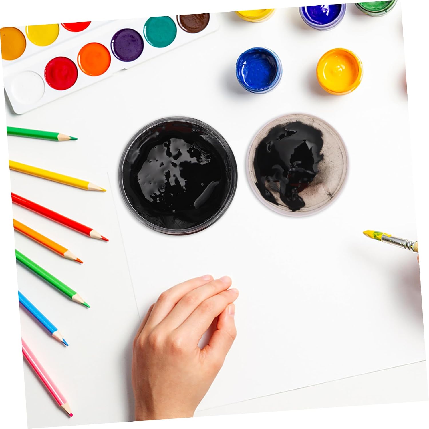 VILLCASE Water-Based Printing Ink 300ml Bottle Black Thick Pigment for Art and Craft Supplies Watercolor Painting Pigment for Handprint and Blow Plate Rubbing