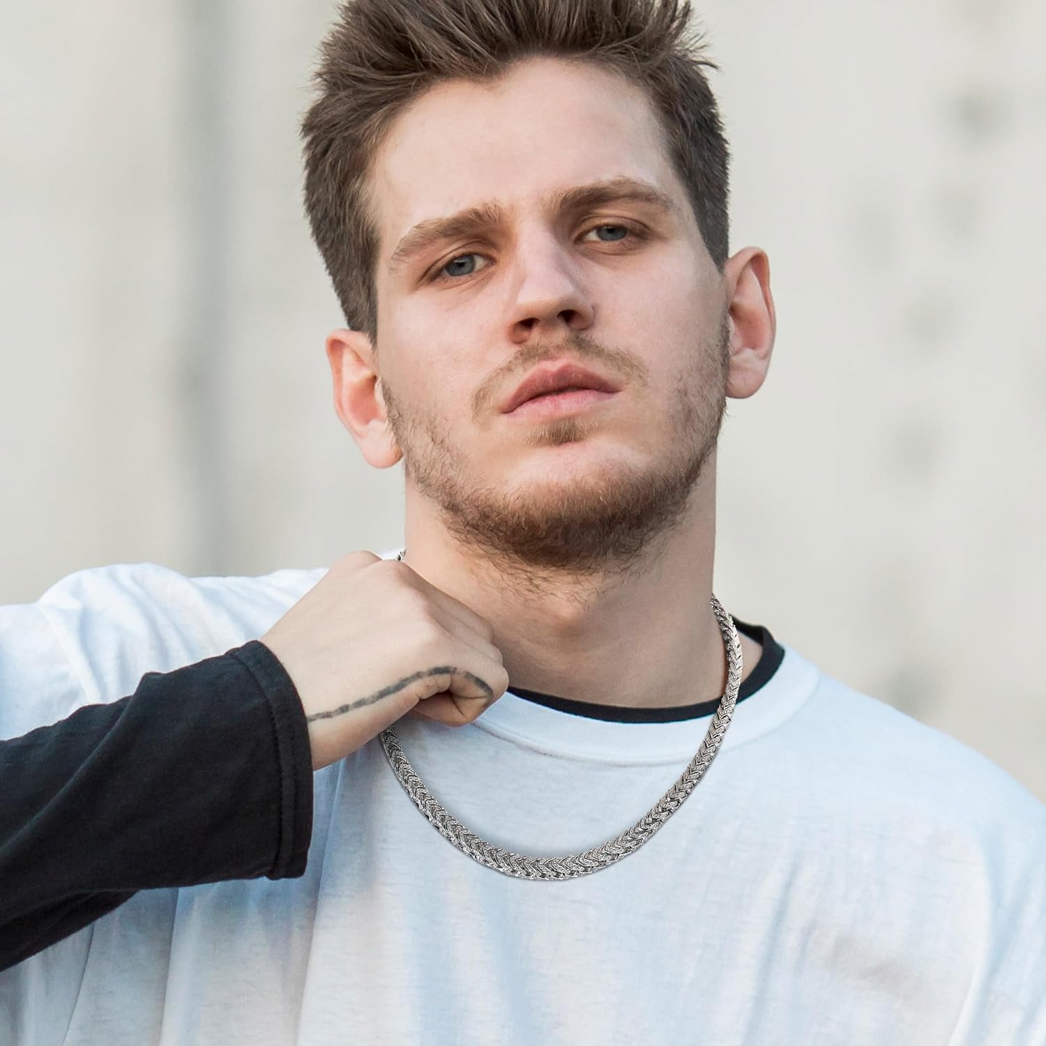 Kose Tennis Necklace for Men Women 6MM Wide Cuban Link Necklace 14K White Gold Hip Hop Urban Necklace Pave Cubic Zirconia 18/20/22 Inch Length - Image 2