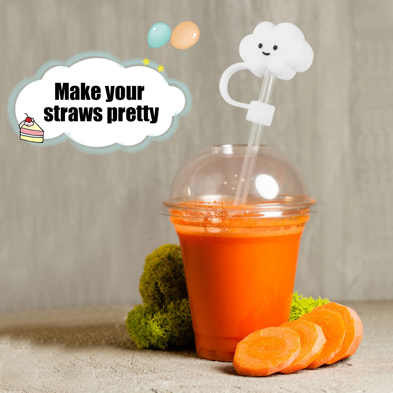 8pcs Couvre Paille Pour Stanley, Couvre-Paille Blanc Réutilisable En Forme De Nuage Capuchon De Couvertures De Paille Mignon En Silicone, Compatible Avec Stanley 40/30 OZ Tumbler