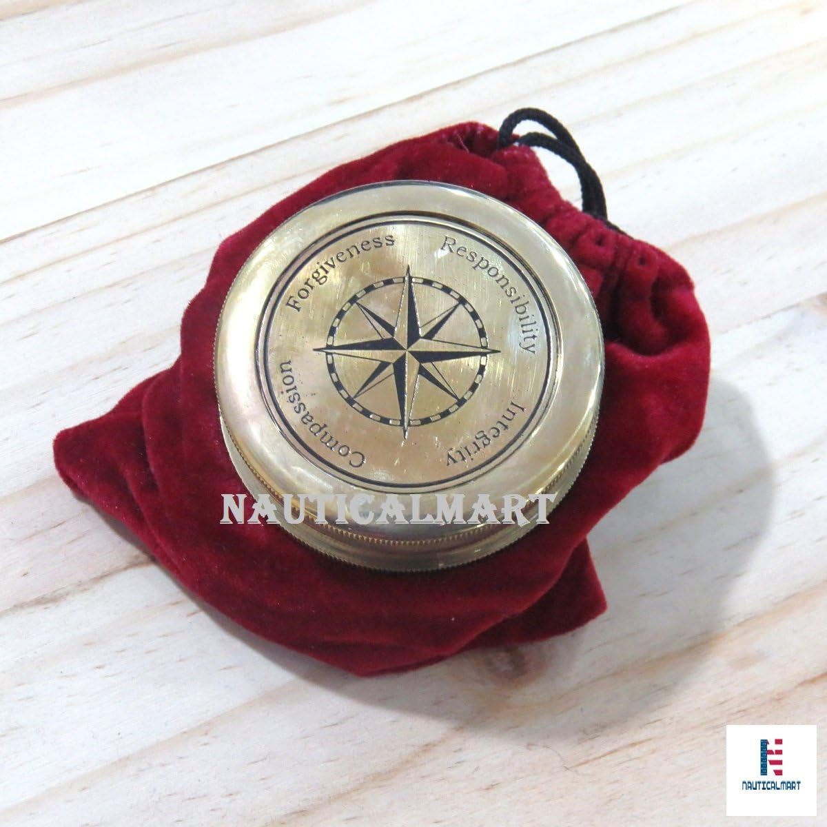NauticalMart Brass Pocket Compass Marine Sea Gift