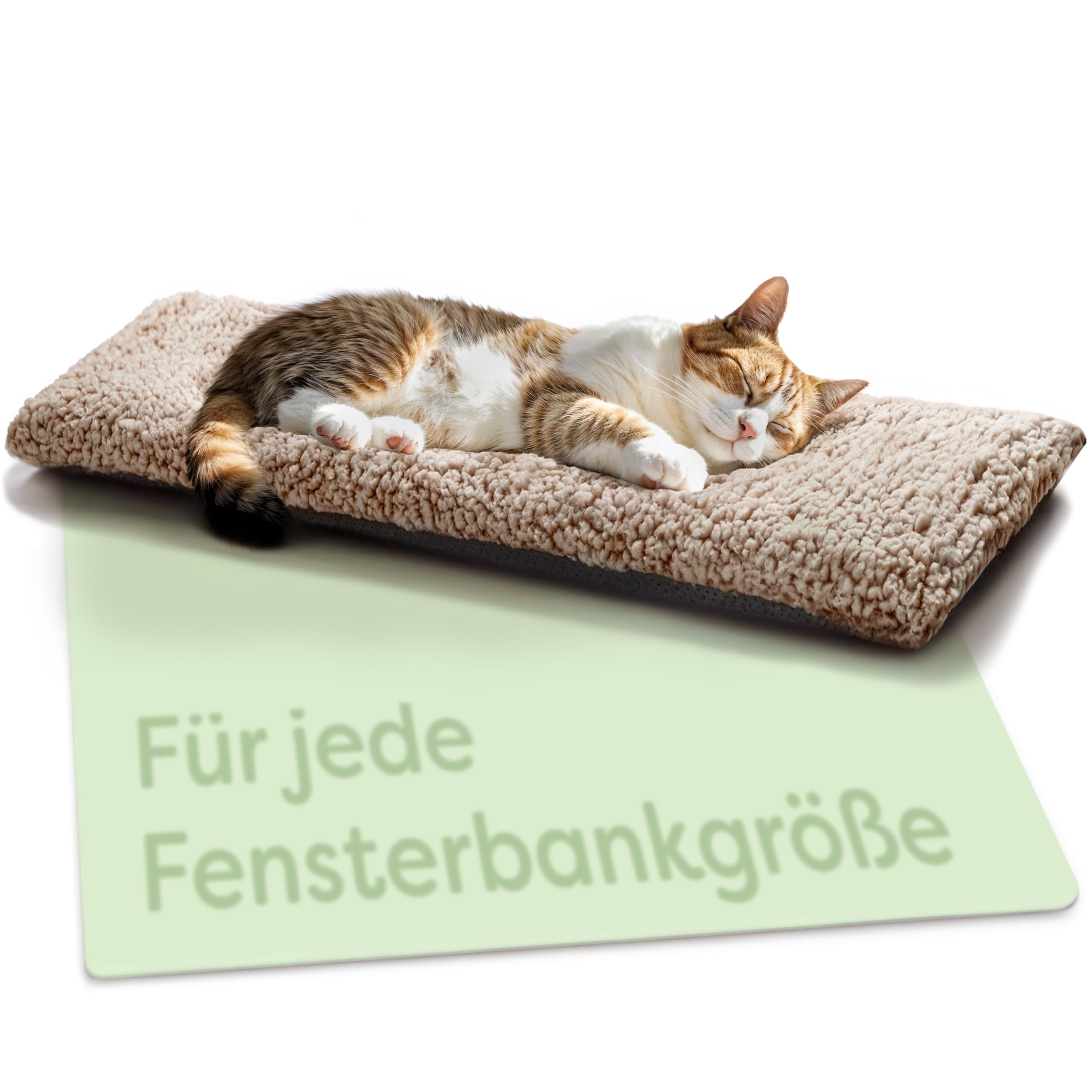 Knupis Katzen Fensterliege Fensterbank rutschfest - Selbstwärmende Katzenmatte für Fenster 90x28cm - Weich & Kuschelig - Waschbarer Bezug – Wärmedecke für Katze – Katzenliege (Braun)