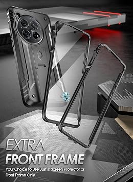 Poetic Revolution Case Compatible with OnePlus 12 5G (2024), Built-in Screen Protector Work with Fingerprint ID, Full Body Rugged Shockproof Protective Cover Case with Kickstand, Black