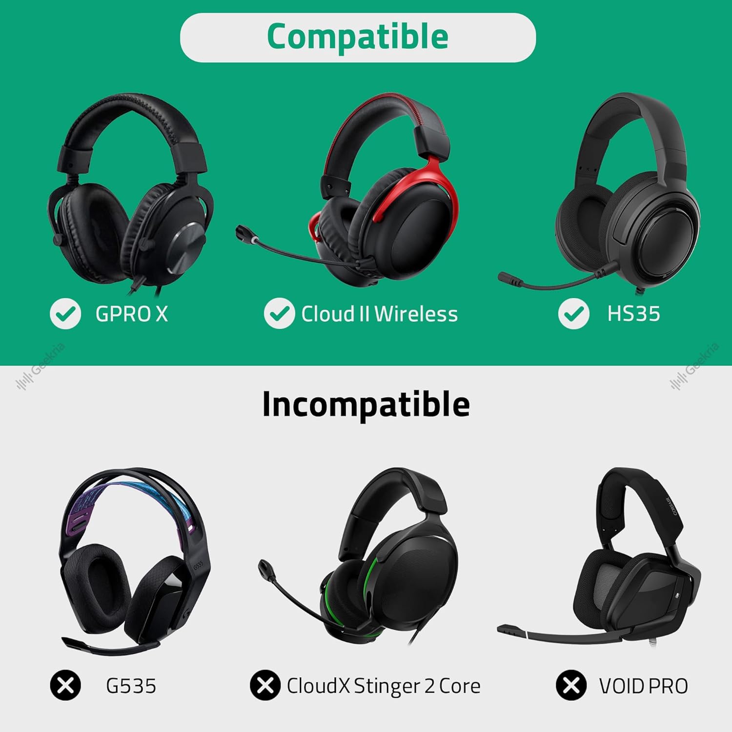 Geekria Shield Headphones Case Compatible with Logitech GPRO X, HyperX Cloud II Wireless, Corsair HS35 and More, Replacement Hard Shell Travel Carrying Bag with Cable Storage (Dark Grey)