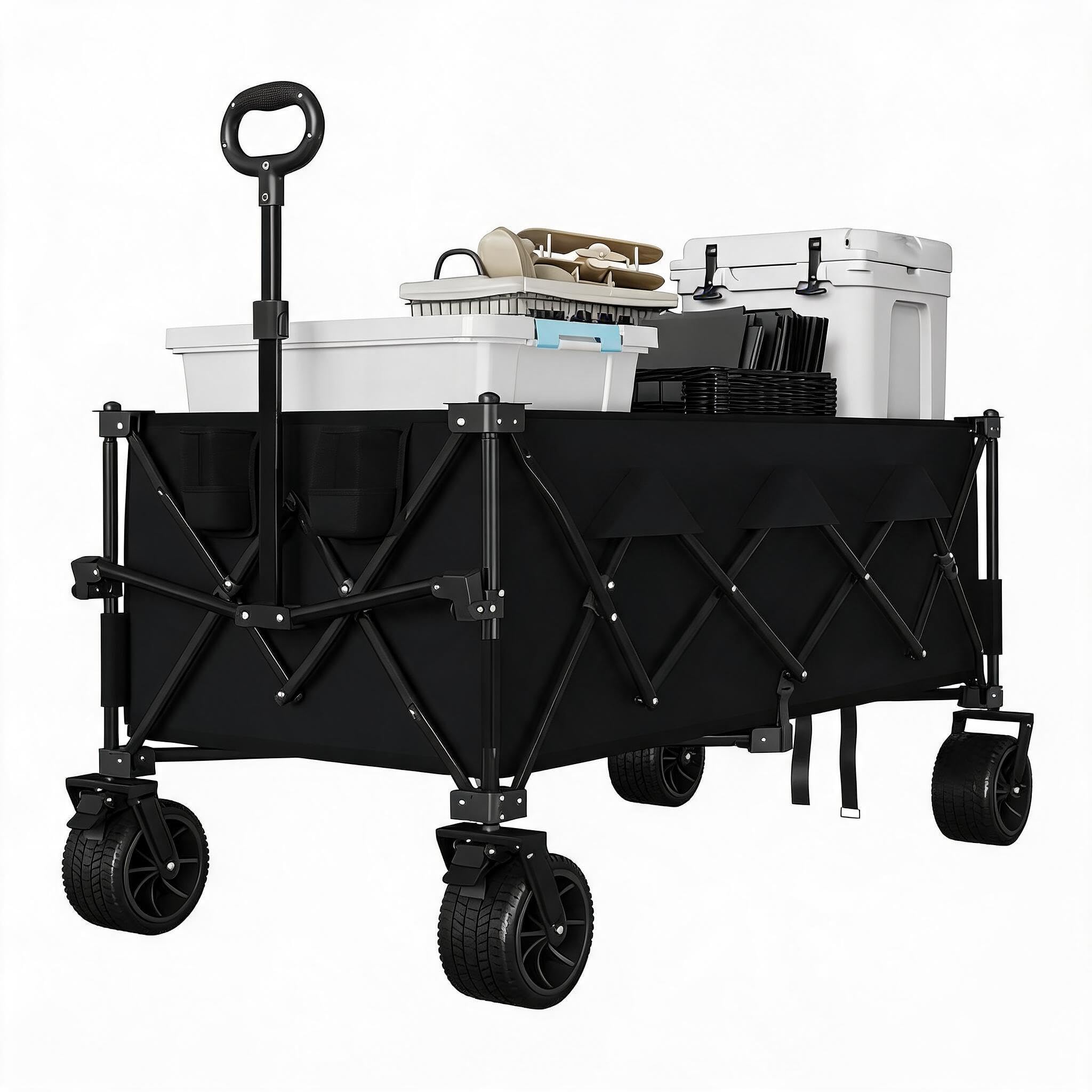 Festival Trolley 350L Large Capacity, Garden Wagon Cart with Cup Holders