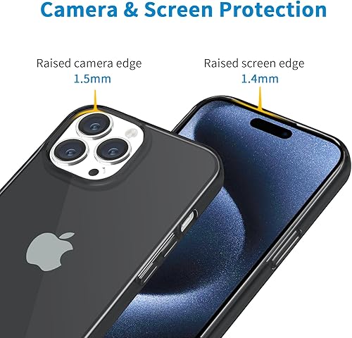 Vista 4 de JJGoo Funda transparente compatible con iPhone 15 Pro, funda de teléfono de TPU suave y transparente, a prueba de golpes, funda delgada para Negro