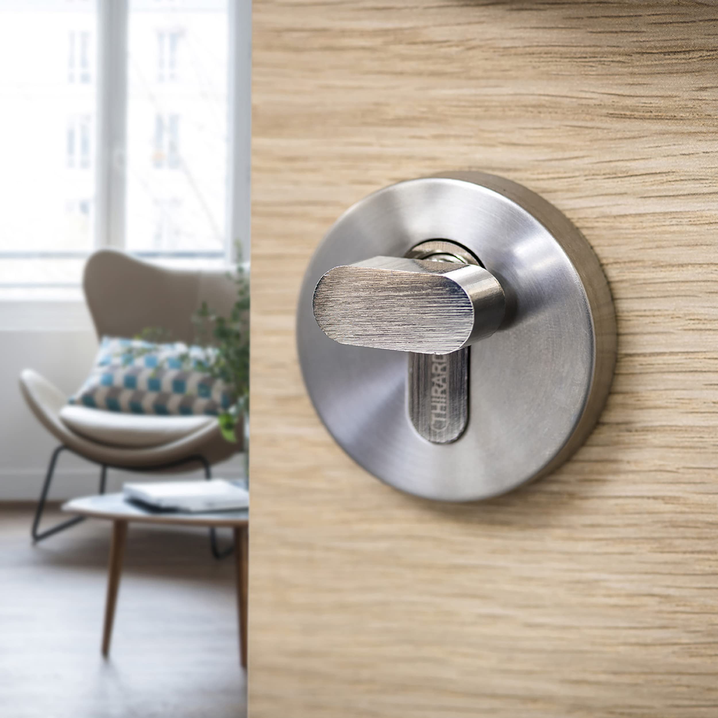 STD Profile Button Lock Cylinder 40 x 40 mm, Security System 1 Entry Brass Nickel Finish, for Entrance Door, Made in France - Image 2