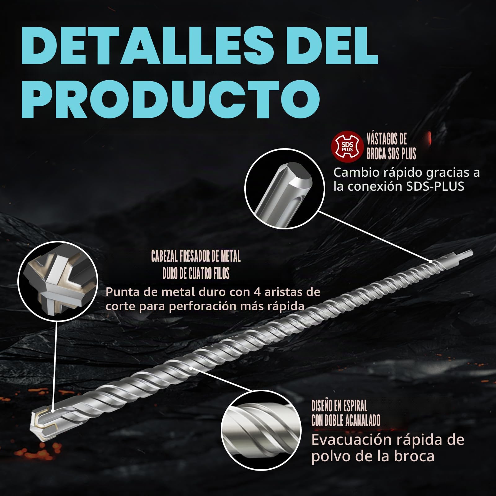 CSOOM - Broca SDS Plus 25 x 1000 mm, profesional, ideal para perforar piedra, hormigón, piedra natural, pared de ladrillo
