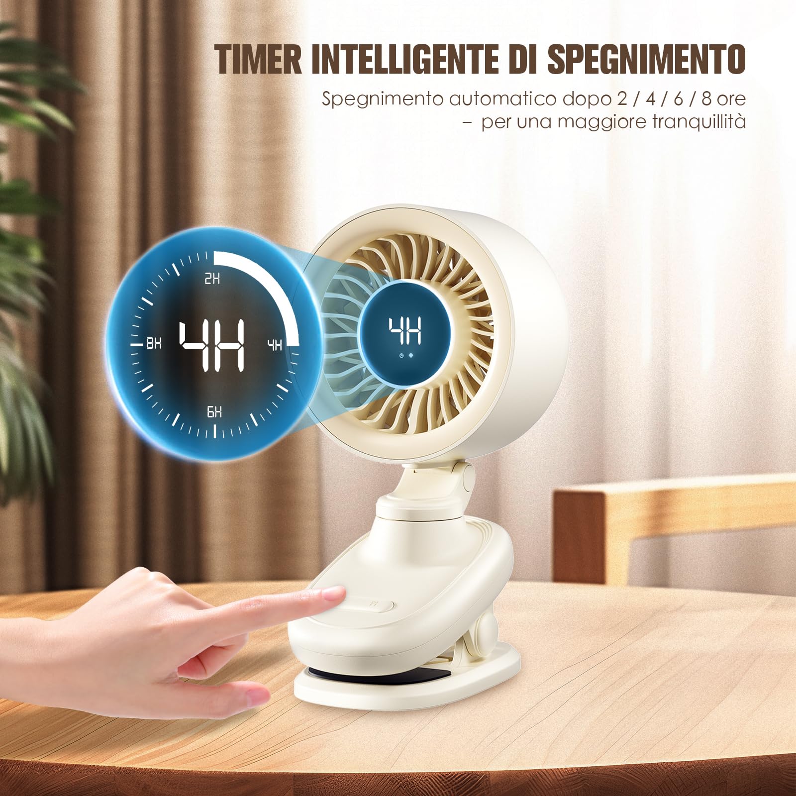 TRILINK Ventilatore da Tavolo USB con Pinza, Mini Ventilatore da Scrivania con Batteria Ricaricabile, Oscillazione, Timer, Velocità Regolabile Continua &Ultra Silenzioso, Piccolo Ventilatore Portatile
