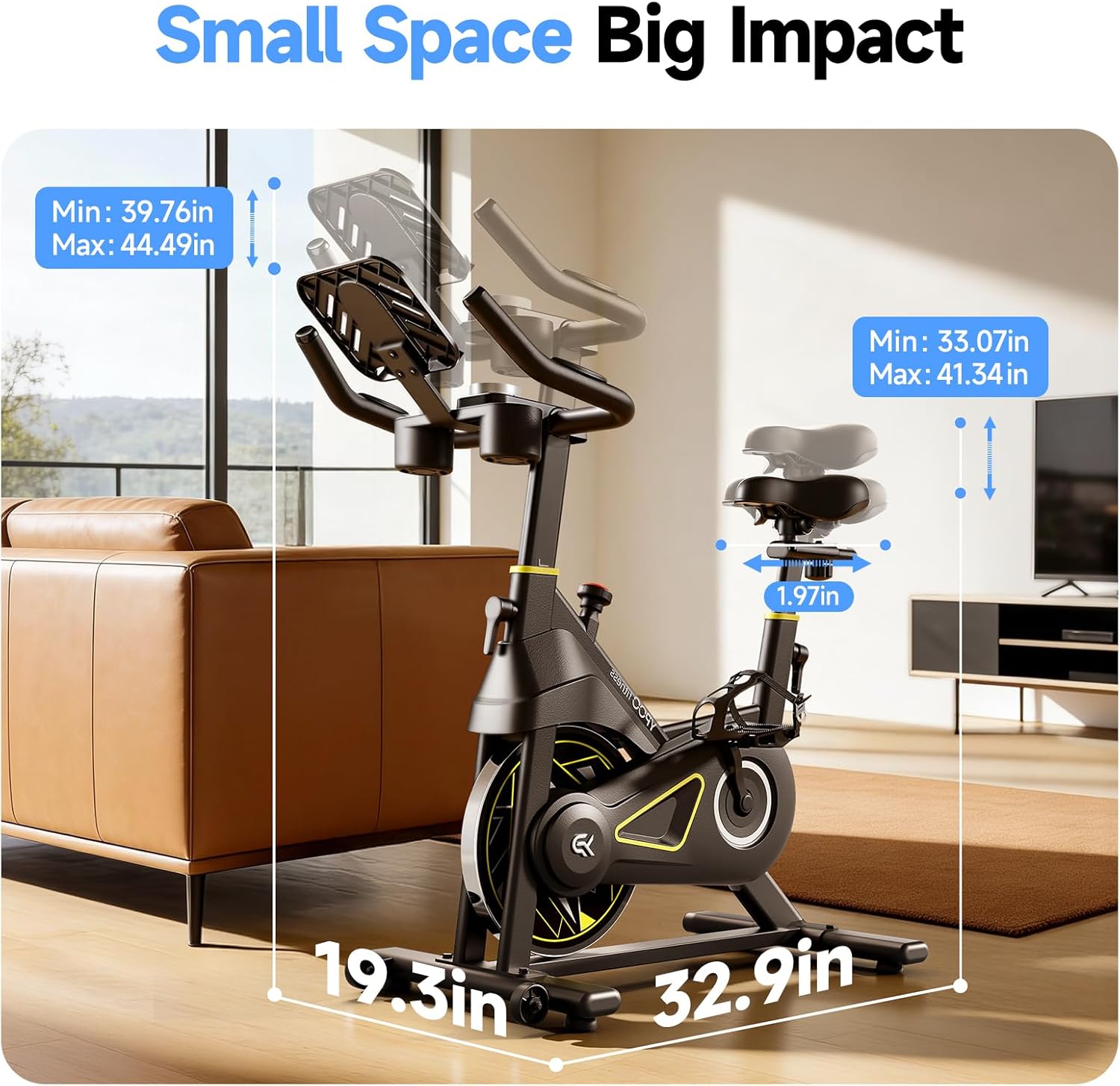 Exercise Bike, Adjustable Magnetic Resistance Stationary Bikes for Home Cardio with Exclusive App, Indoor Bike with 330lbs Weight Capacity Comfortable Seat, Tablet Mount and Fitness Courses - Image 8