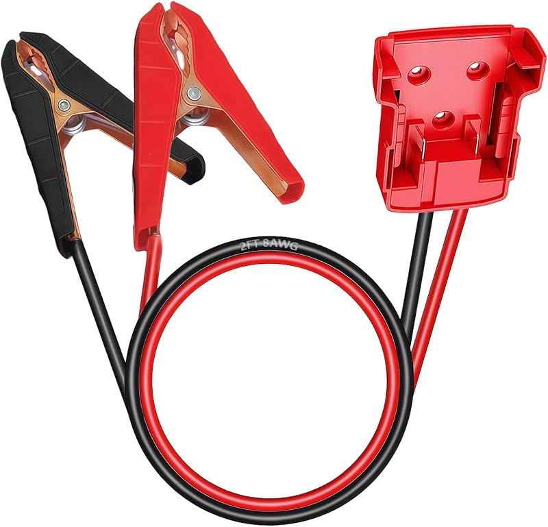 Cabo auxiliar de partida KUEDPEZ com adaptador para bateria Milwaukee 18 V e garras jacaré – 1 unidade