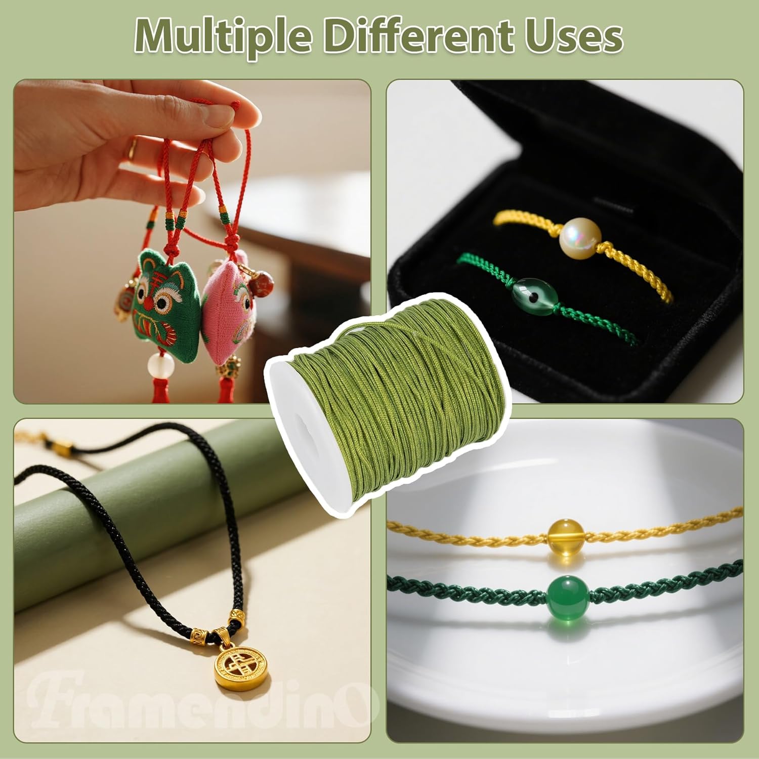 Framendino, 25 Colors 0.8mm Nylon Beading String Chinese Knotting Cord Trim Silk for Necklace Bracelet Macram Kumihimo 250 Yards - Image 5