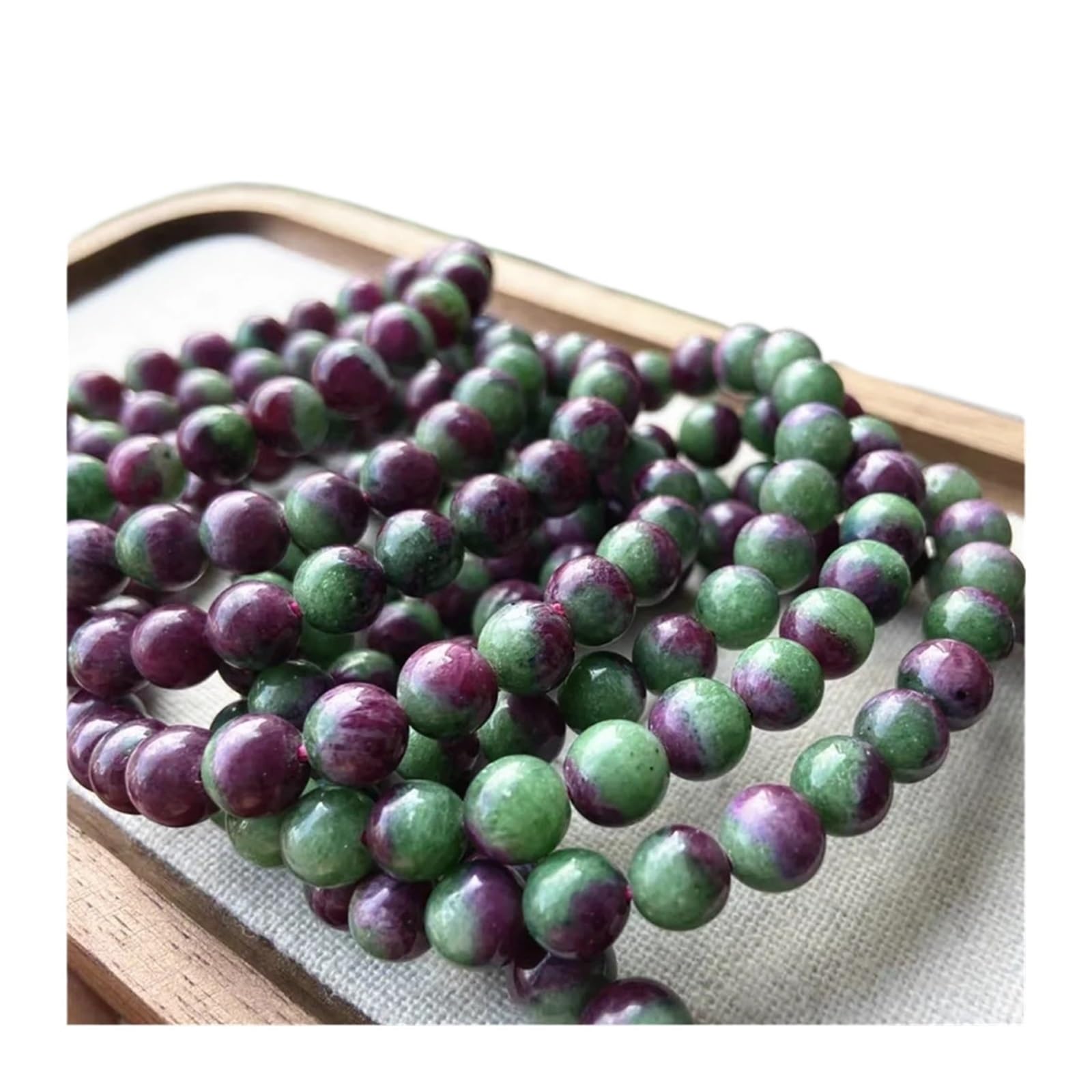 Generico Bracciale con perline rotonde di rubino rosso naturale, pietra preziosa, elasticizzata, gioielli da donna, uomo, AAAAA