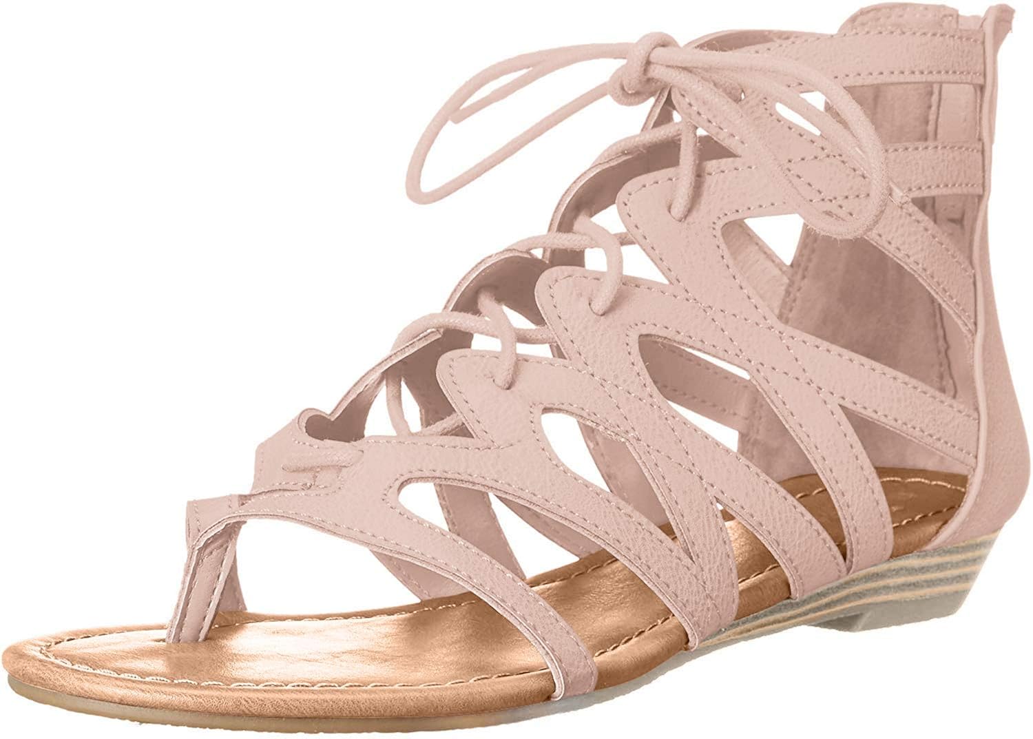 Rampage Women's Santini Cutout Lace-Up Open Toe Ankle Strap Gladiator Sandal
