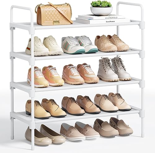 Miniatura 10 de Kitsure Zapatero – Organizador de zapatos de 4 niveles con asas y pies antideslizantes, zapatero de metal resistente al óxido para armario, entrada,