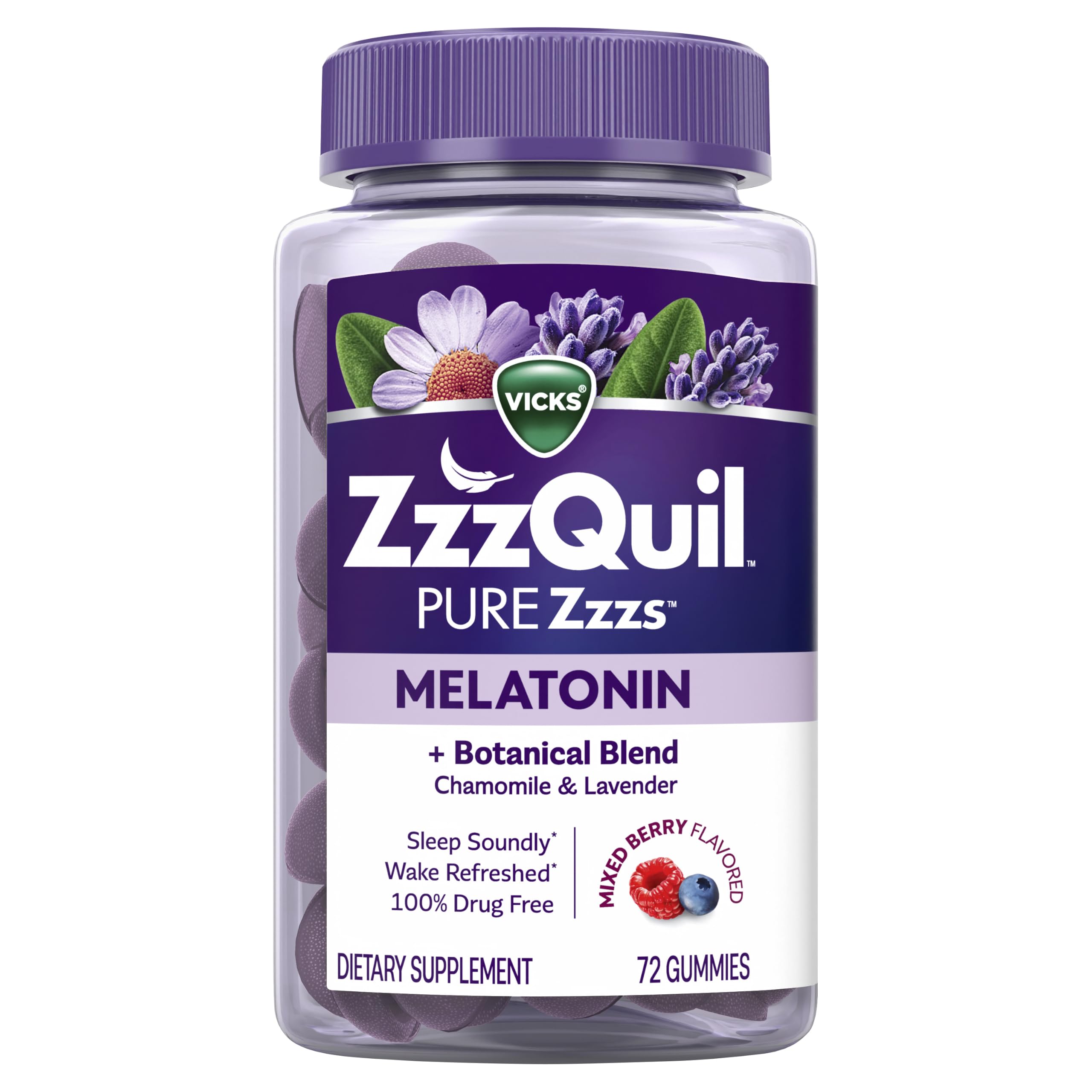 ZzzQuil, Pure Zzzs Melatonin Gummies, Sleep Aid, Melatonin 2mg, with Chamomile and Lavender, Melatonin Sleep Gummies, Sleep Aids for Adults, Wildberry Vanilla Flavored, 72 Sleep Gummies — Amazon image 10