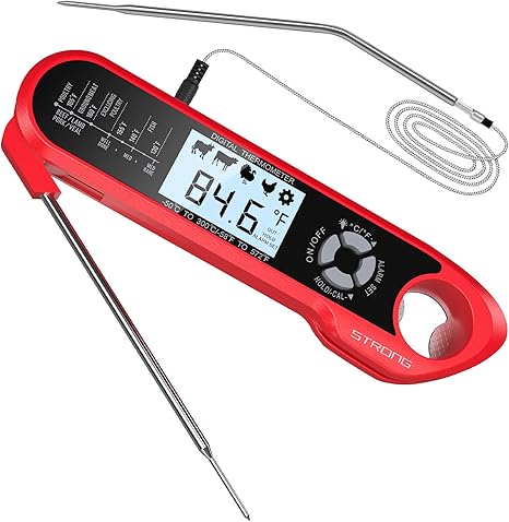 Review Meat Thermometer, DecorStar Dual Probe Food Thermometer with Backlight & Calibration, Digital Instant Read Meat Thermometer for Kitchen, Food Cooking, BBQ, Milk, Coffee, and Oil Deep Frying (Red) Review Meat Thermometer, DecorStar Dual Probe Food Thermometer with Backlight & Calibration, Digital Instant Read Meat Thermometer for Kitchen, Food Cooking, BBQ, Milk, Coffee, and Oil Deep Frying (Red)