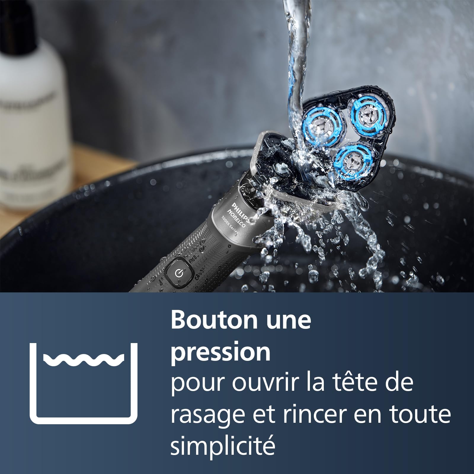 Philips 5000X Series - Rasoir électrique 100 pourcent étanche, technologie SkinProtect, tête flexible à 360°, 1 h de charge / 5 min - Charge rapide, capot de protection argenté, modèle X5004/00
