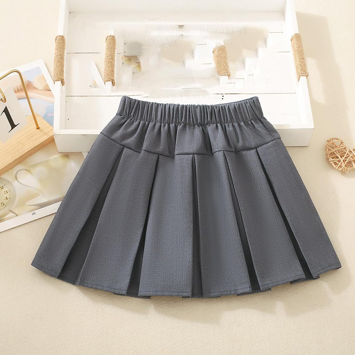 Pleated Mini Skirt for Girls 2026 High Waist A Line Skater Bottom School Uniform Short Skirts Cute Bow Trim Fit