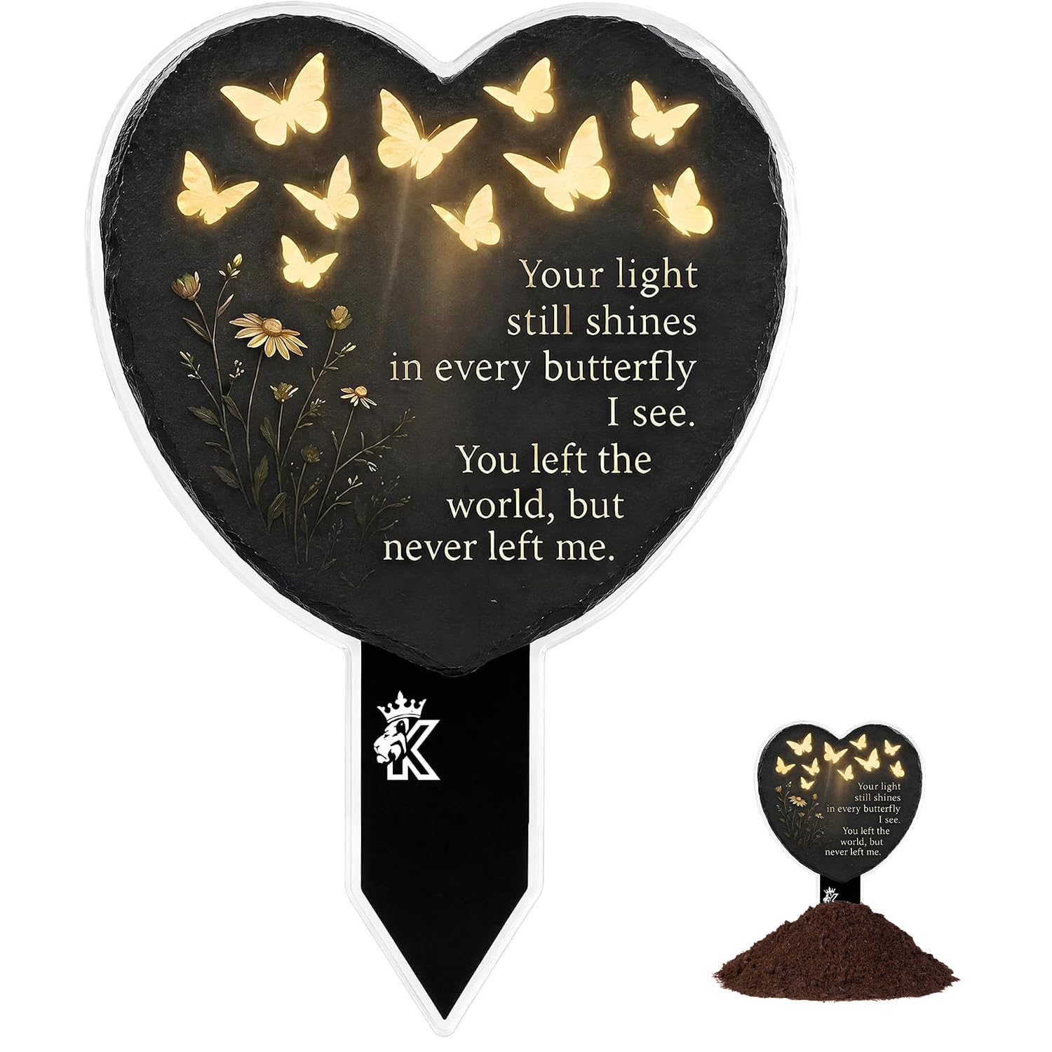 Yootiko Grave Ornaments - Heart Butterfly Shape Grave Marker Decorations