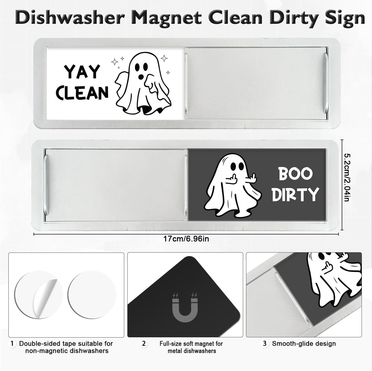 Cartoon Ghost Clean Dirty Magnet for Dishwasher Magnetic Sign