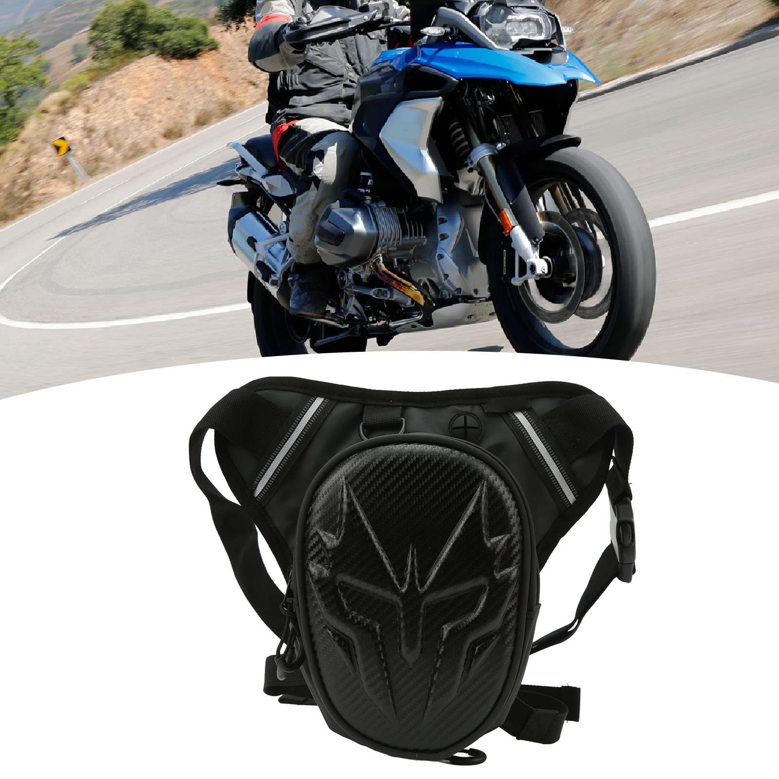 Sac de jambe de moto, sac de cuisse en PVC mat, multifonctionnel pour la cuisse, l'équitation, le voyage, la randonnée, Noir mat