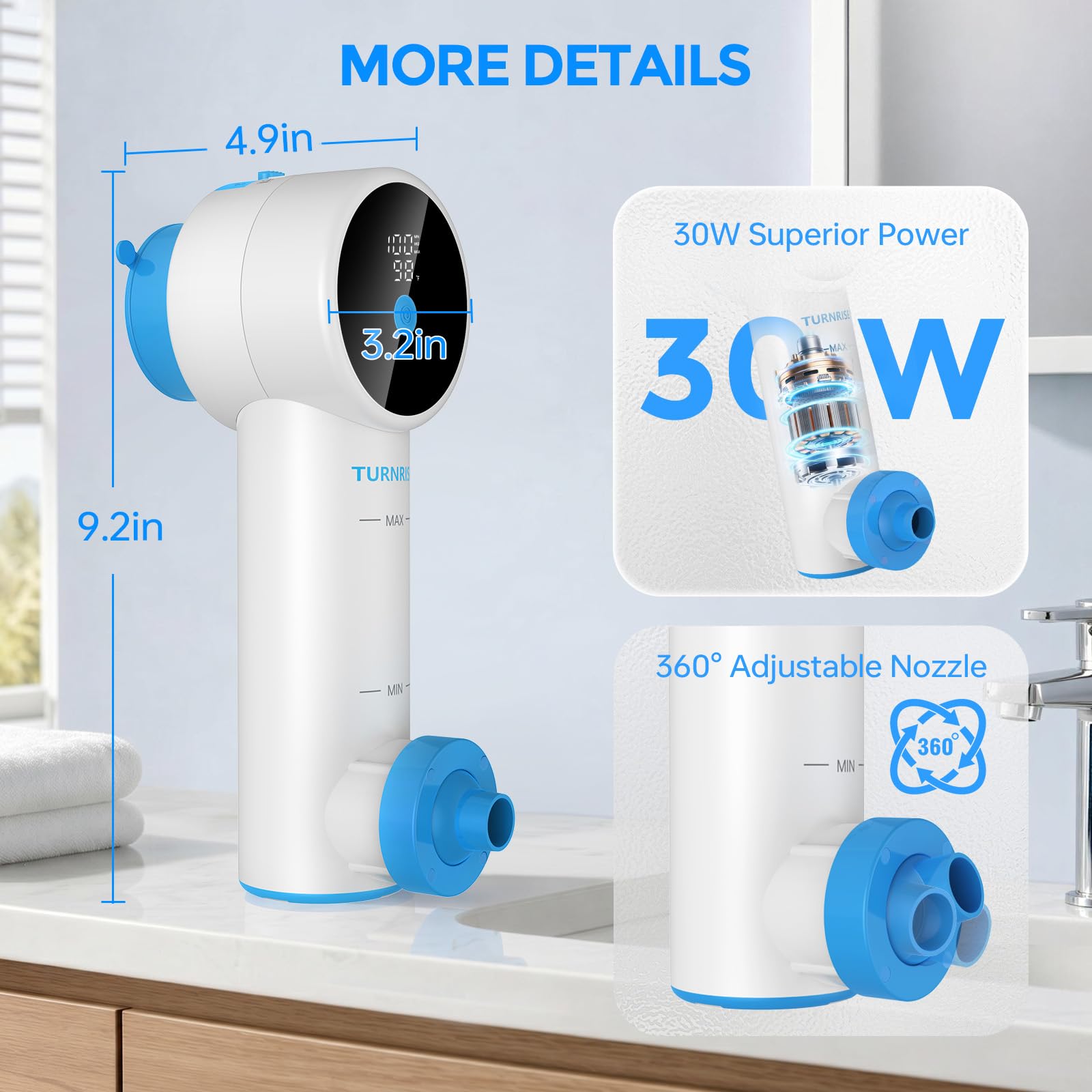 Bath Jet Spa – Spa doméstico inalámbrico para la bañera con 3 niveles de intensidad de masaje, masaje por chorros y modo de burbujas; incluye pantalla inteligente y soporte de ventosa
