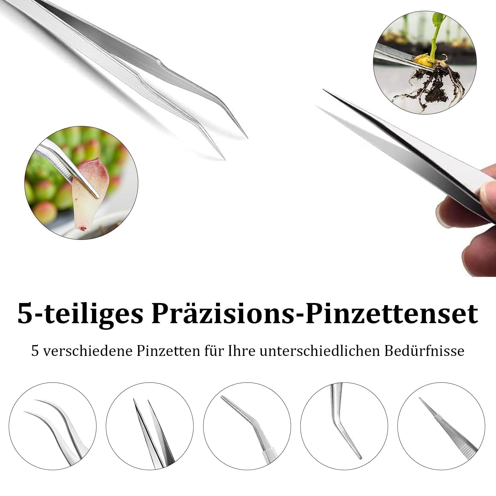 5 szt. zestaw pęset ze stali nierdzewnej – proste, zakrzywione, 5 długości | 5 precyzyjnych pęset ze stali nierdzewnej. Proste i zakrzywione. Do majsterkowania, gotowania, grilla, modelarstwa.