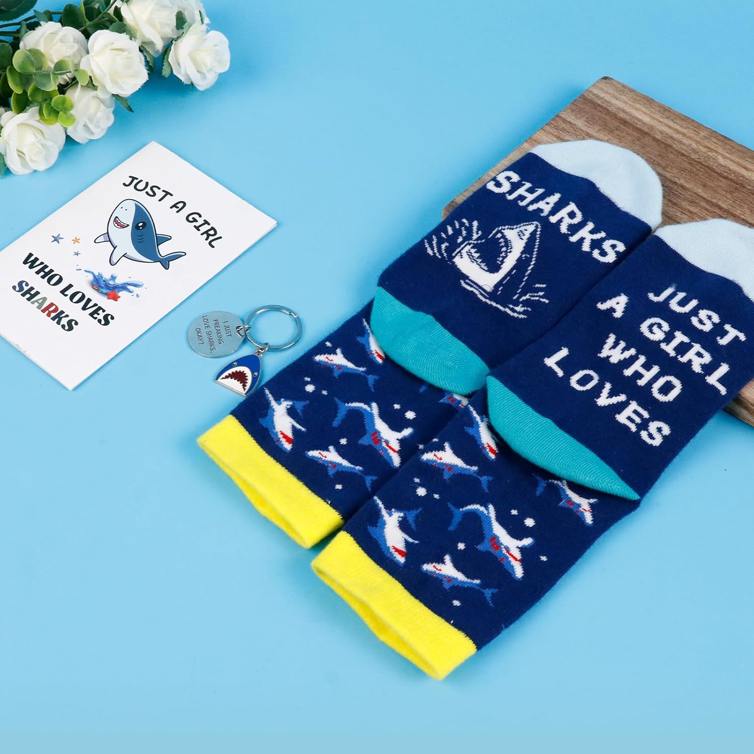 Bayelove Shark Gifts for Women Best Shark Lovers Week Gift for Women Funny Sharks Stuff Include Makeup Bag Socks Notepad Tumbler Mug Keychain Brecelet Gift Card for Birthday Christmas Mothers Day