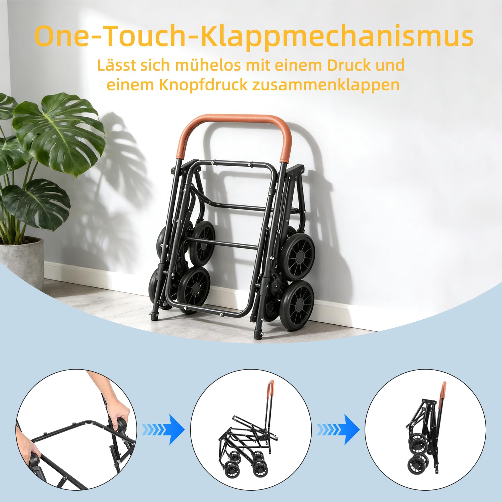 Homewell 2 in 1 Hundewagen, Hundebuggy, Doppelstöckiger Haustierbuggy, Kinderwagen für Katzen/kleine Hunde, Jogger Buggy für Haustiere mit Netzfenstern, Bis 40kg (Blau)