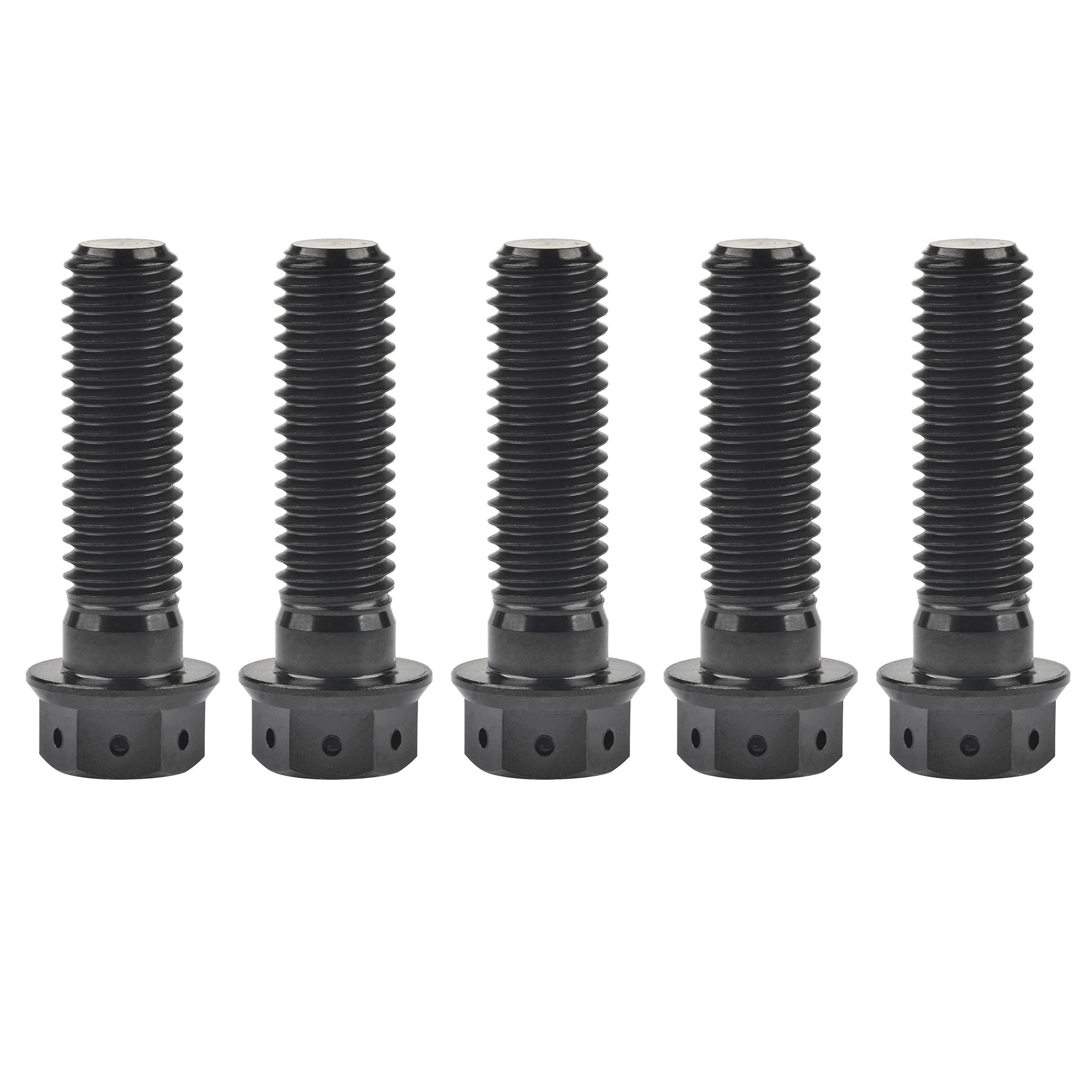 Ruifu Titanium M6 M8 M10 10 15 20 25 30 35 40 45 50 55 60 65 70 75 80 85 90mm Flange Allen Key Head Bicycle Bolts Screws Pack of 5 (Black, M10x35mm Pitch1.25)