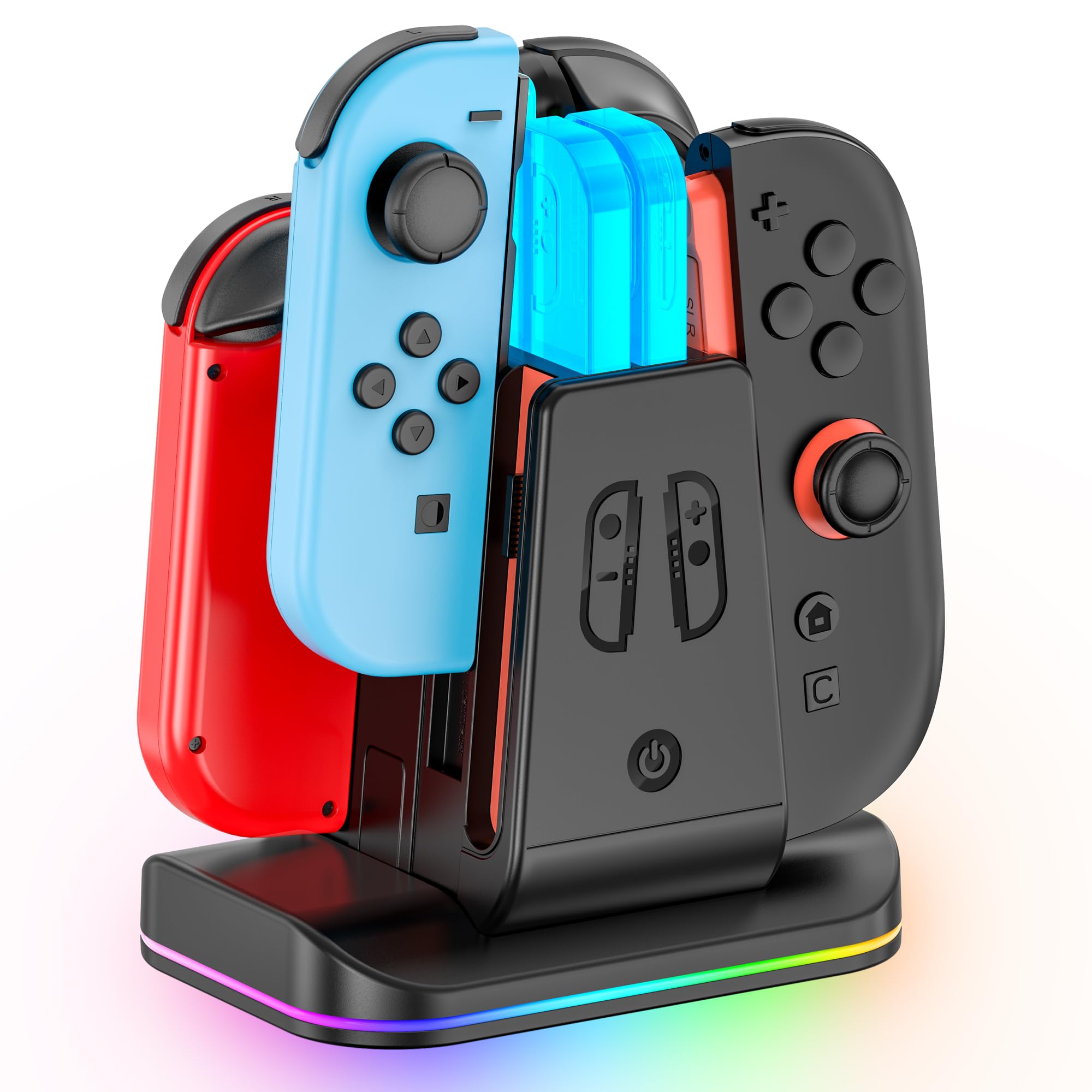 [Switch 2/1 Compatible] Nintendo Switch Charger, 8 in 1 Magnetic Charger for JoyCon 2, Switch 1 & OLED Joy con Controller Fast Charging Station with Charging Cable for Nintendo