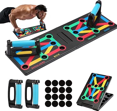 Push Up Board 12 in 1 Home Workout Equipment Multi-Functional Pushup Stands System Fitness Floor Chest Muscle Exercise Professional Equipment Burn Fat Strength Training Arm Men & Women Weights