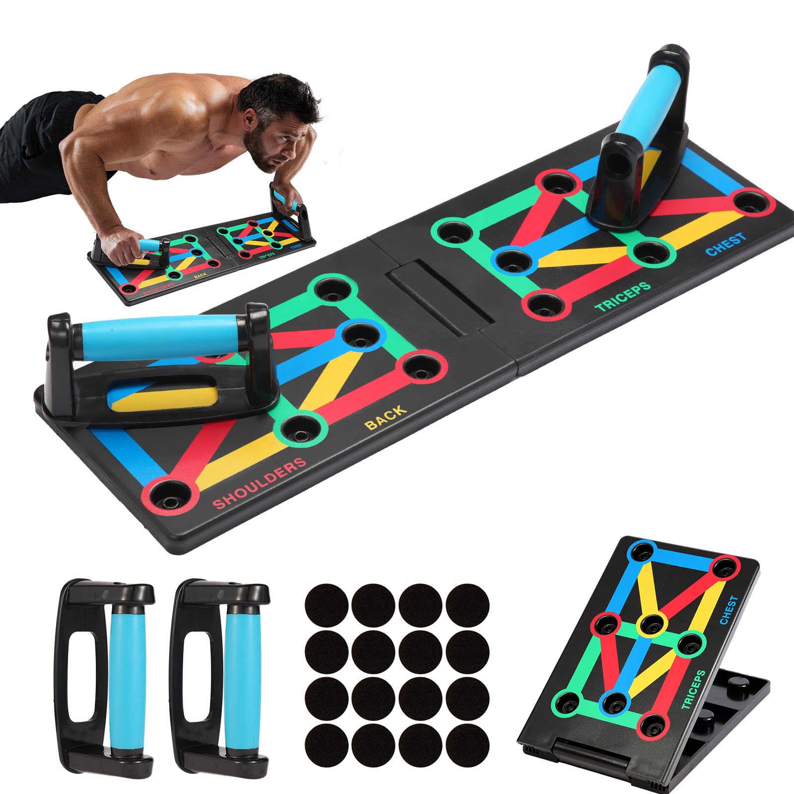 Push Up Board 12 in 1 Home Workout Equipment Multi-Functional Pushup Stands System Fitness Floor Chest Muscle Exercise Professional Equipment Burn Fat Strength Training Arm Men & Women Weights