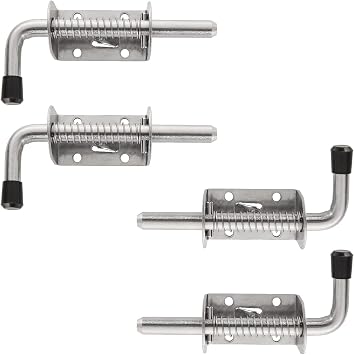 EXPERY Spring Loaded Latch Pins, 304 Stainless Steel Barrel Bolt Thick 2mm Door Lock, Brushed Finish Pack of 4